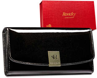 Duży lakierowany portfel damski z systemem RFID Protect Rovicky