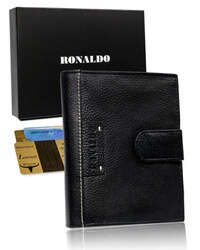 Męski duży portfel skórzany, pionowy z zapinką Ronaldo