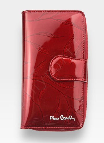 Portfel Damski Pierre Cardin Skórzany Czerwony w Liście 116