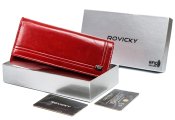 Skórzany portfel damski na karty z ochroną RFID Protect Rovicky