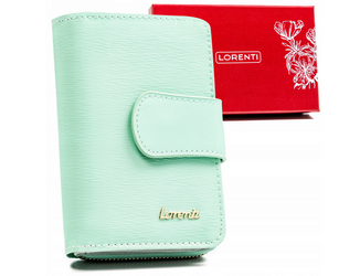 Skórzany portfel damski w orientacji pionowej zamykany na zatrzask Lorenti