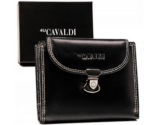 Średni, skórzany portfel damski na zatrzask - 4U Cavaldi