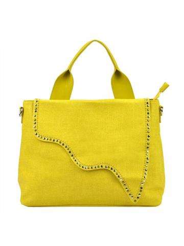 Torebka Shopperbag Lookat LK-H0109 Żółta Eko-Skóra z Dodatkowym Paskiem Mieści A4