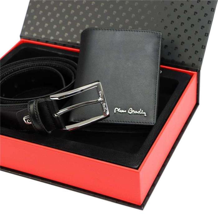 Elegancki zestaw prezentowy portfel + pasek marki w pudełku Pierre Cardin 130