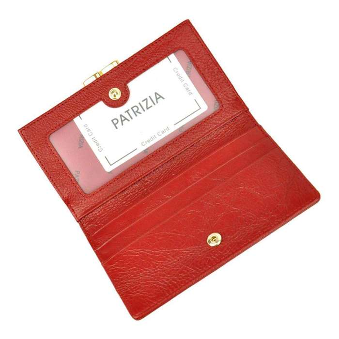 Portfel Damski PATRIZIA IT-108 RFID Skóra Naturalna Czerwony Poziomy Fason