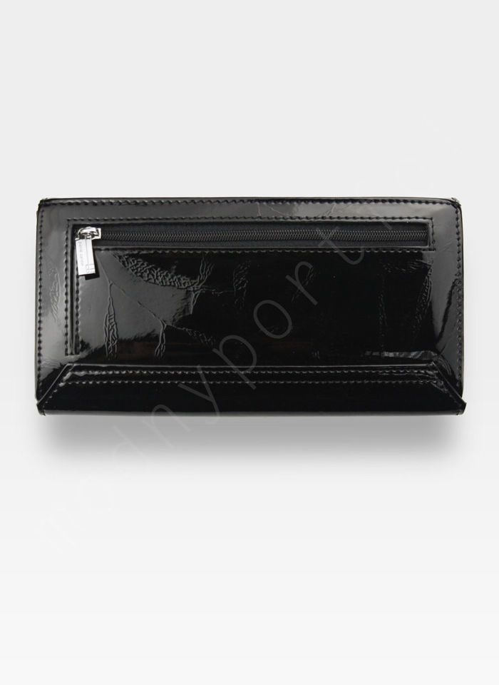Portfel Damski Pierre Cardin 02 LEAF 102 Skóra Naturalna Czarne Liście Poziomy Duży RFID Secure