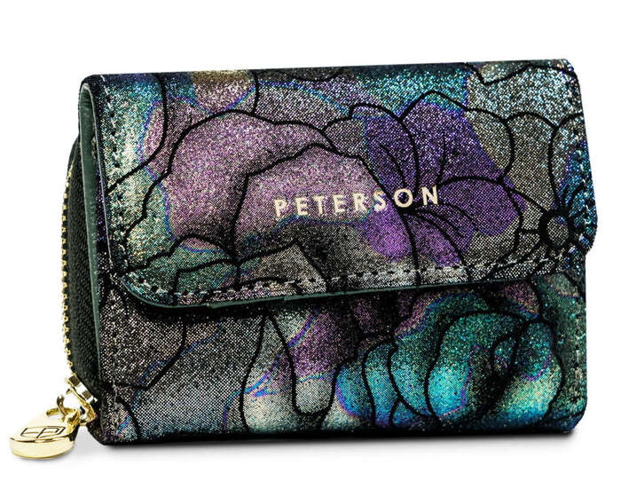 Skórzany, mały portfel damski z systemem RFID — Peterson