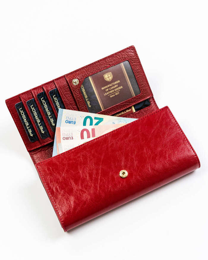 Skórzany portfel damski na karty z ochroną RFID Peterson