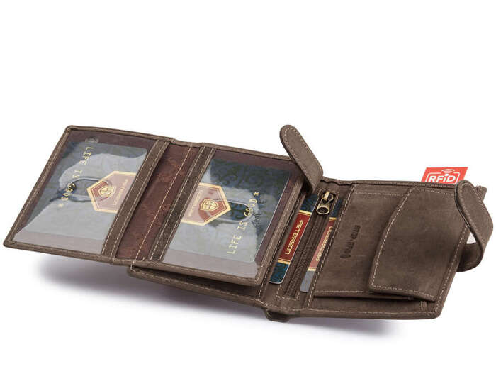 Skórzany portfel męski z zapięciem — Peterson