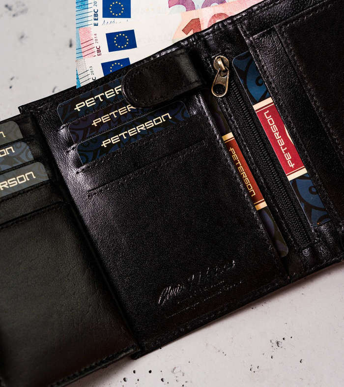 Skórzany portfel na karty z systemem RFID Protect — Peterson