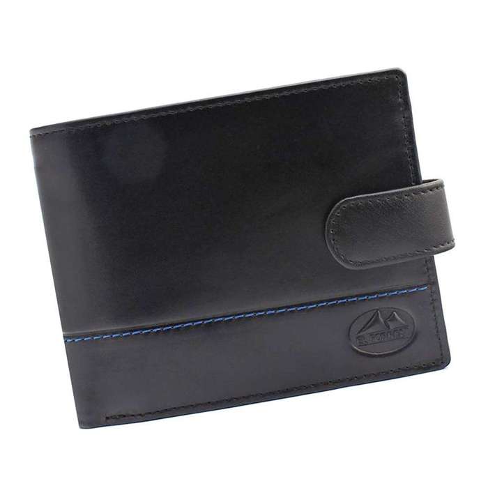 Stylowy portfel męski skórzany  EL FORREST 2400-623 RFID czarny + niebieski
