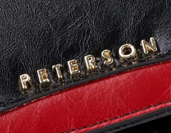 Elegancki portfel damski skórzany z polerowanej skóry — Peterson - Czarny
