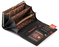 Kompaktowy portfel Damski Skórzany z wysokojakościowej skóry naturalnej Peterson Czarny