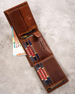 Peterson Duży skórzany portfel męski z tłoczeniem przedstawiającym znak zodiaku Waga