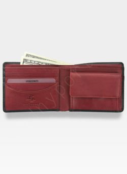 Visconti Portfel Męski Skórzany Torino TR30 RFID Czarny + Czerwony